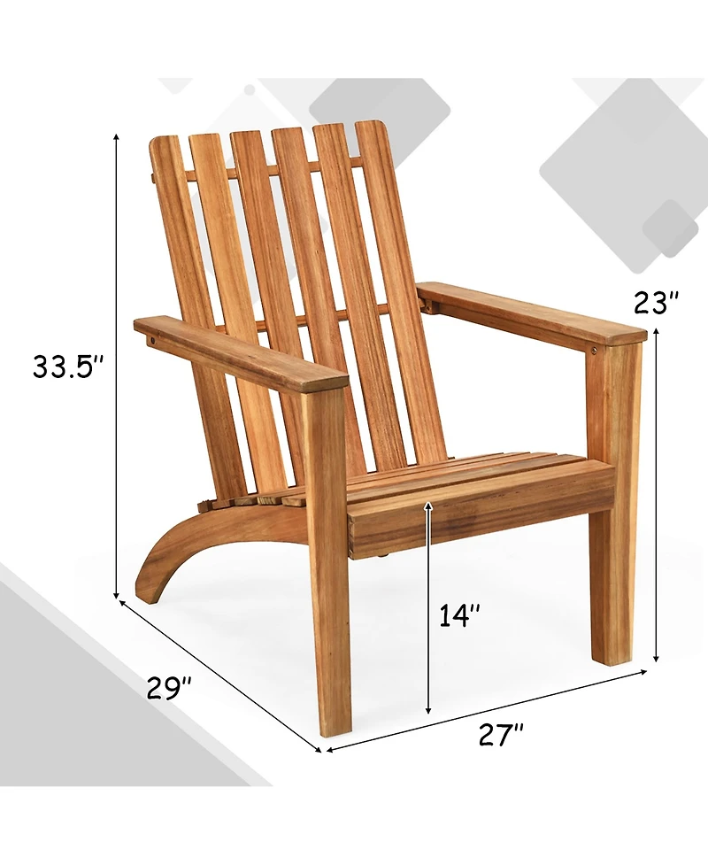 Costway 2PCS Patio Acacia Wood Adirondack Chair Lounge Armchair sturdy Outdoor Garden