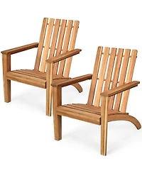 Costway 2PCS Patio Acacia Wood Adirondack Chair Lounge Armchair sturdy Outdoor Garden