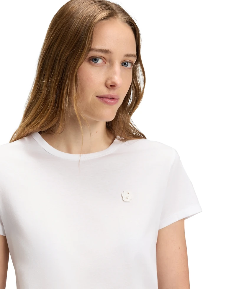 Boss by Hugo Women's Slim-Fit Mercerized-Cotton Monogram T-Shirt