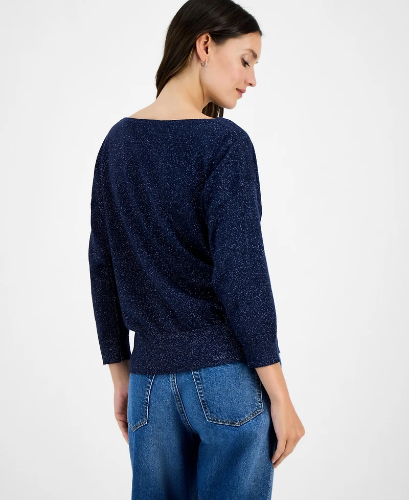 Nautica Jeans Women's Boat-Neck Dolman Shimmer Sweater