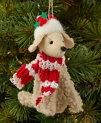 Holiday Lane Pets Golden Dog with Santa Hat Ornament, Macy's Exclusive