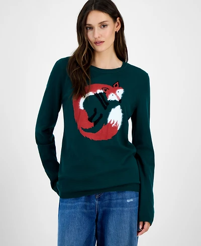 Tommy Hilfiger Women's Cotton Winter Fox Crewneck Sweater