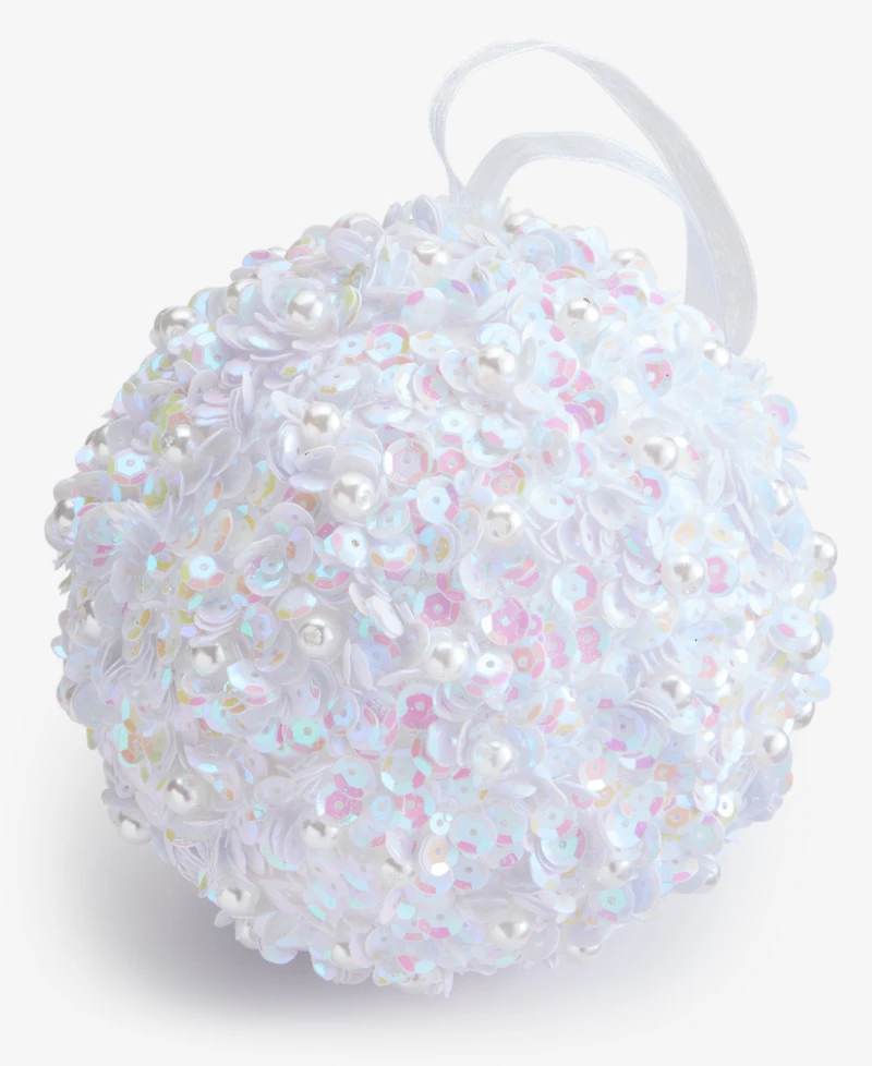 Holiday Lane Pastel Shine White Ball Ornament, Macy's Exclusive