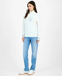 Tommy Hilfiger Women's Cotton Snowflake Turtleneck Sweater