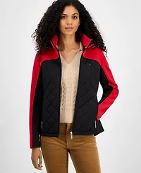 Tommy Hilfiger Women's Colorblocked Quilted Scuba-Trim Jacket