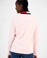 Tommy Hilfiger Women's Quarter Zip Embroidered Logo Sweatshirt