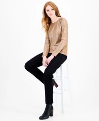 Tommy Hilfiger Women's Shine Ribbed Knit Long-Sleeve Top