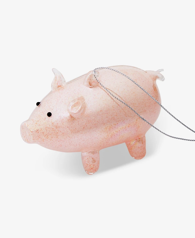 Holiday Lane Pastel Shine Pink Glitter Pig Ornament, Macy's Exclusive
