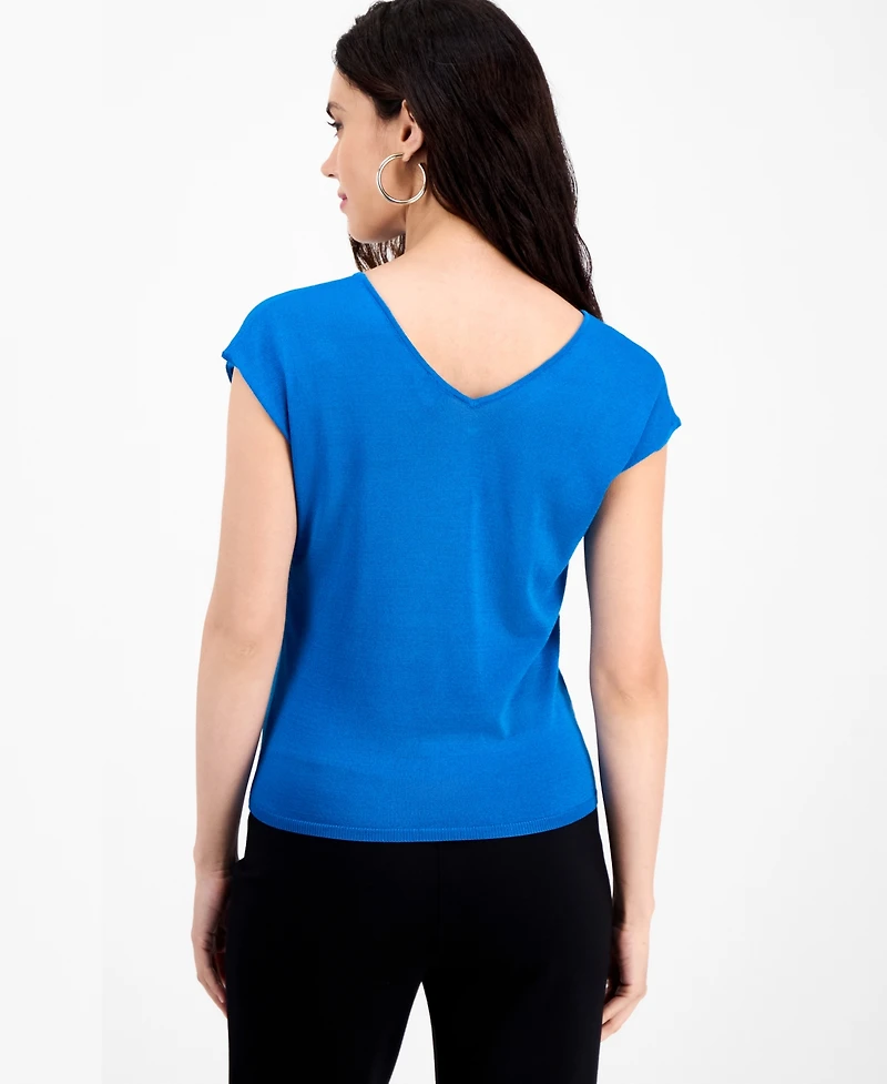 I.n.c. International Concepts Petite Double-v-Neck Cap-Sleeve Top, Macy's Exclusive