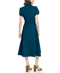 Calvin Klein Women's Scuba Crepe Belted Shirtdress