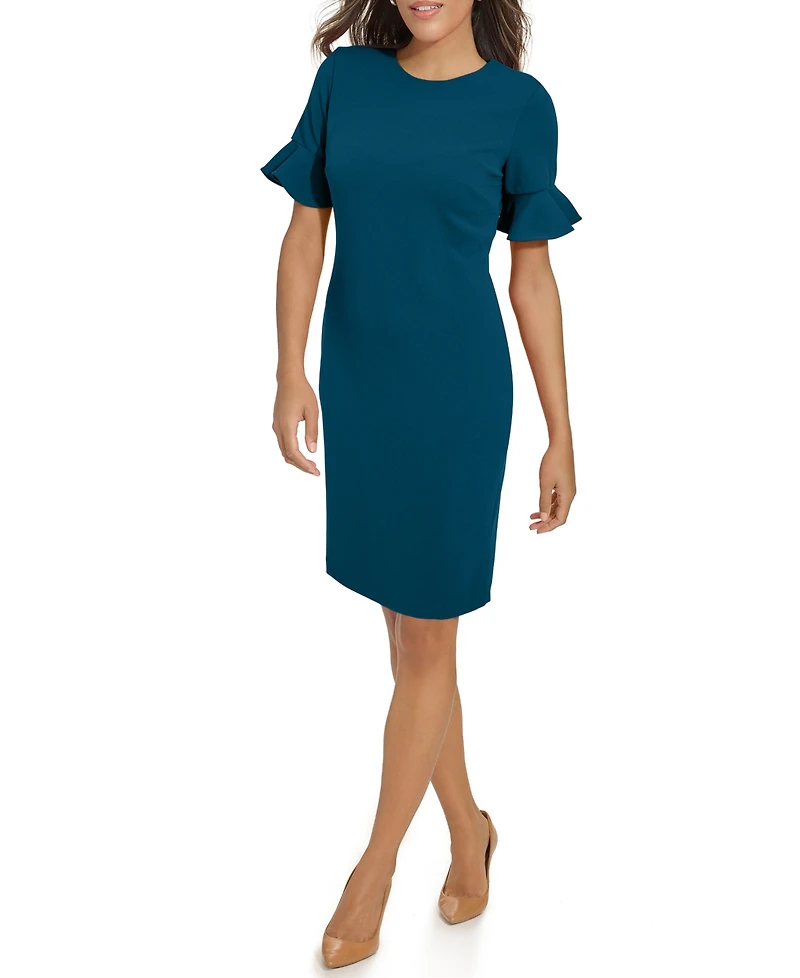 Calvin Klein Women's Scuba Crepe Short-Sleeve Sheath Dress
