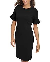 Calvin Klein Women's Scuba Crepe Short-Sleeve Sheath Dress