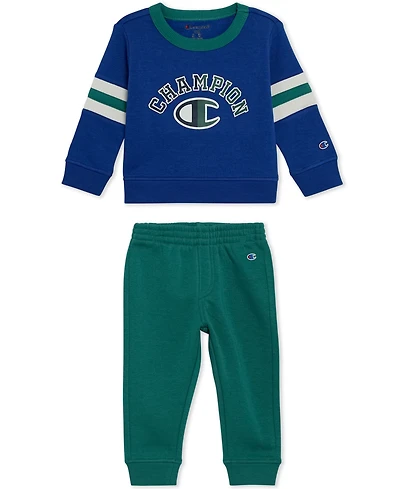 Champion Baby Boys 2-Piece Long Sleeve Crew Sweatshirt and Joggers Set