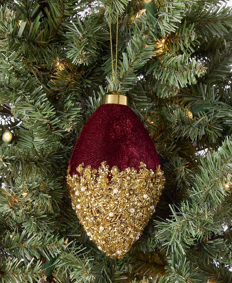 Holiday Lane Berry Tones Red Velvet Finial Ornament, Macy's Exclusive