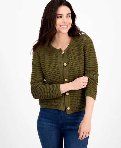 I.n.c. International Concepts Petite Yarn-Blend Button-Down Cardigan Sweater, Created for Macy's
