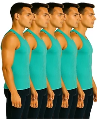 Galaxy By Harvic Men's 5-Pack Heavyweight Ribbed Tank Top