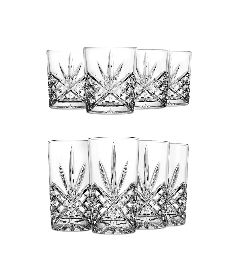 Godinger Dublin Double Old-Fashioned and Highball Glasses, Set of 8