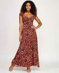 Katia Rae Juniors' Glitter-Print Tie-Back Maxi Dress