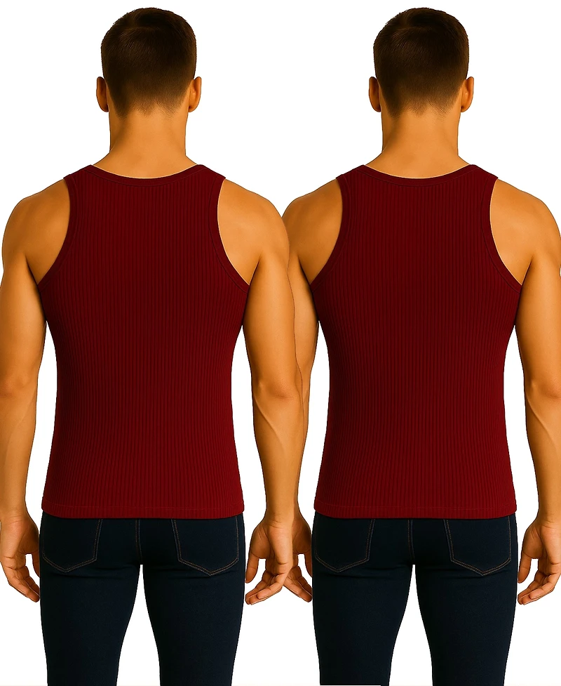 Galaxy By Harvic Men's -Pack Heavyweight Ribbed Tank Top