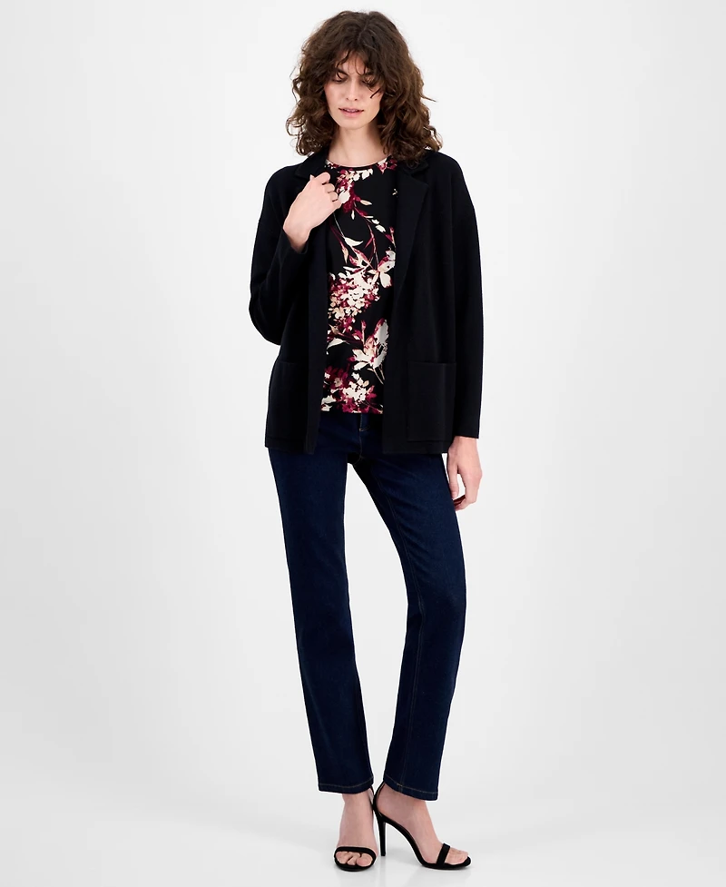 Ak Anne Klein Women's Knit Open-Front Jacket