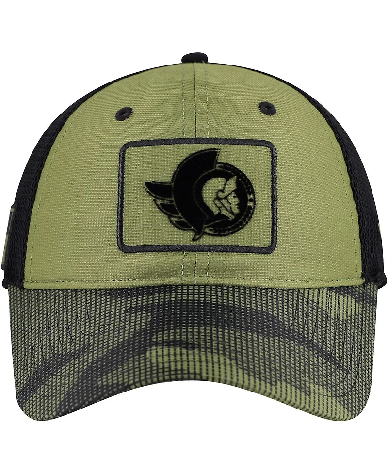 Fanatics Men's Olive Ottawa Senators Military Appreciation Trucker Adjustable Hat