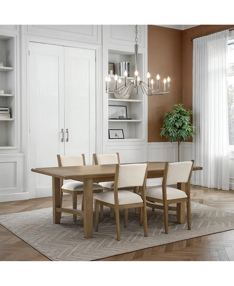 Nordic 5-Pc Dining Set (Table + 4 Upholstered Side Chairs)