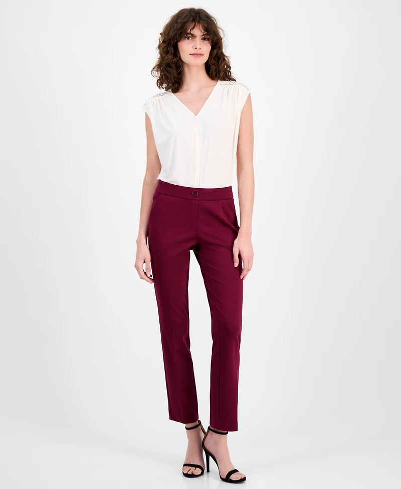 Ak Anne Klein Women's Pull-On Straight-Leg Pants