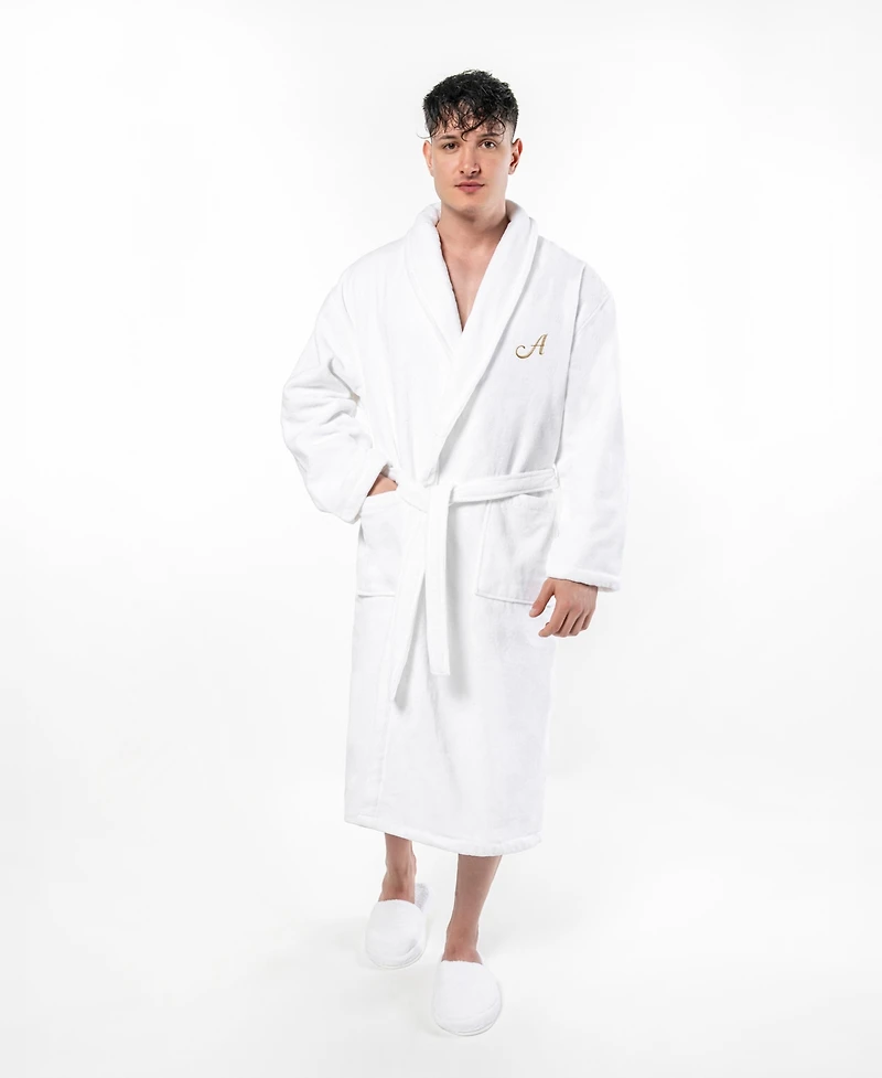 Linum Home Turkish Personalized Unisex Anovia Velour Cotton Bathrobe