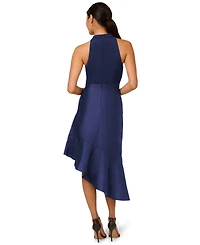 Adrianna Papell Women's Mixed-Media Sleeveless Ruffle-Trim Dress