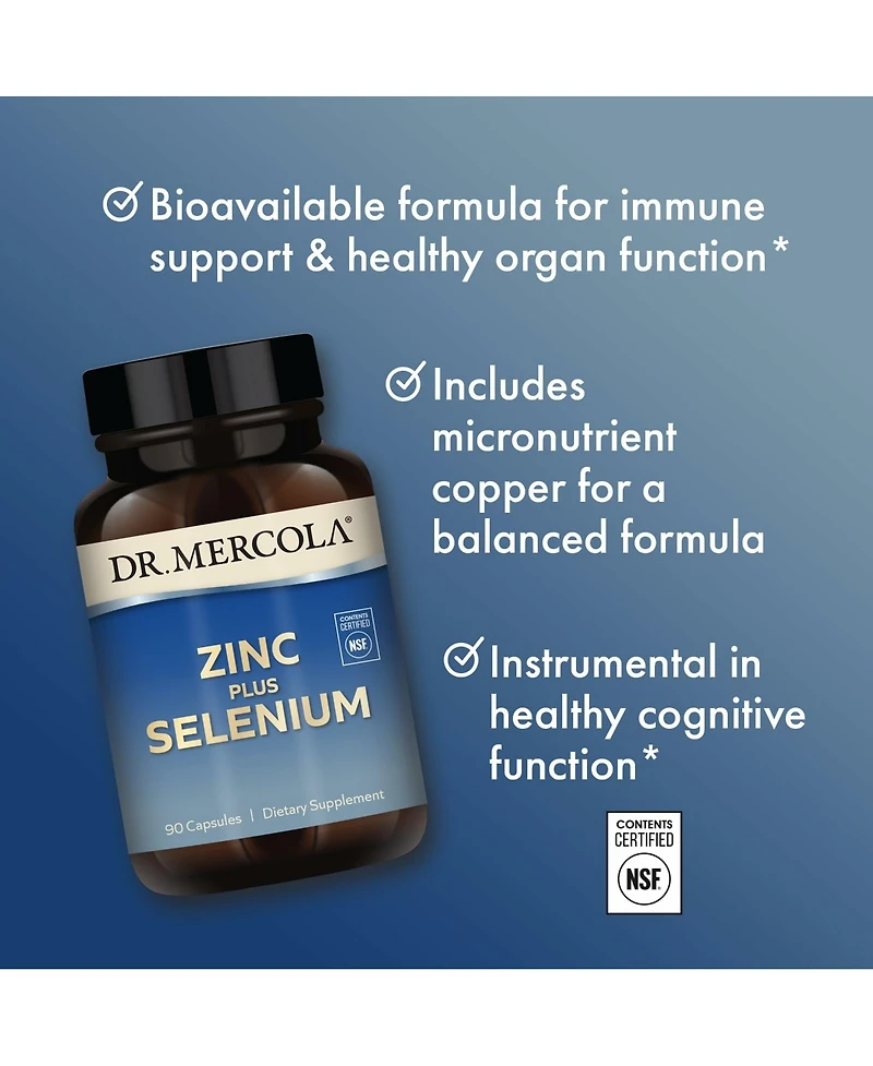 Dr. Mercola Zinc Plus Selenium, 90 Servings, Supports Immune Health