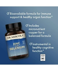 Dr. Mercola Zinc Plus Selenium, 90 Servings, Supports Immune Health