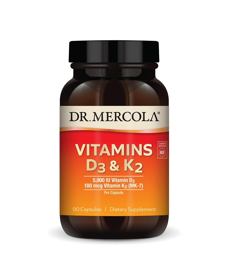Dr. Mercola Vitamins D3 & K2, 90 Servings, Supports Immune Health