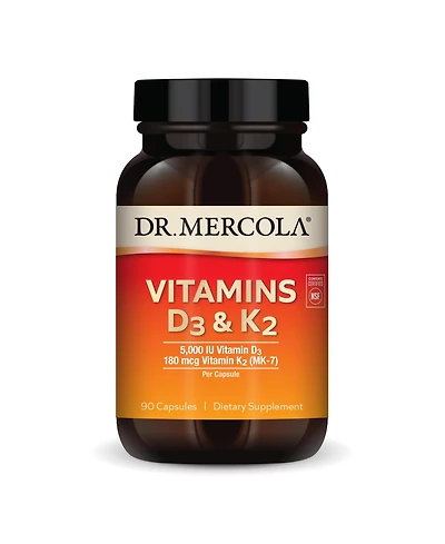 Dr. Mercola Vitamins D3 & K2, 90 Servings, Supports Immune Health