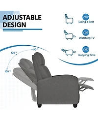Yaheetech Modern Adjustable Single Fabric Recliner Sofa with Pocket Springs Living Room Bedroom Home Theater