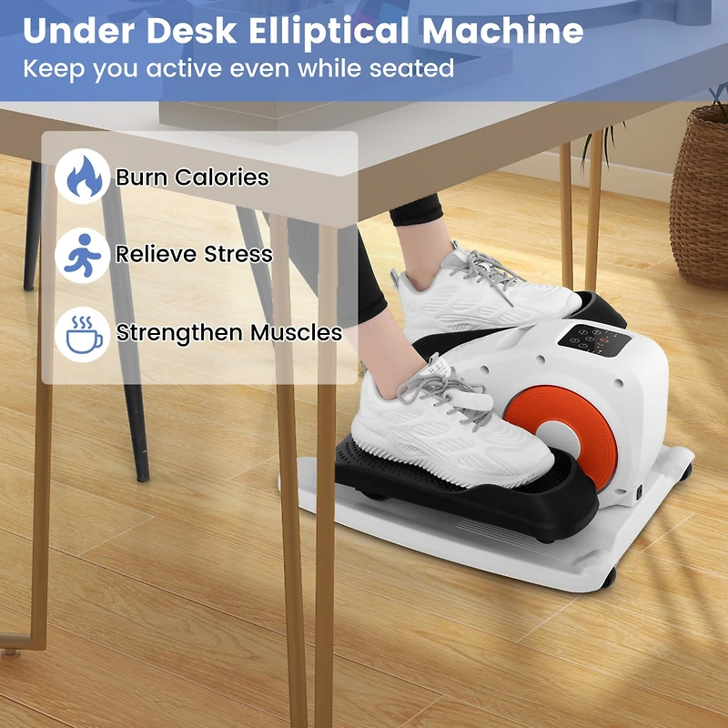 Under Desk Elliptical Machine with Display Monitor for Home Office