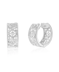Suzy Levian Sterling Silver & Cubic Zirconia Cutout Huggie Hoop Earrings