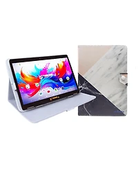 Linsay 10.1"Octa Core 256GB Storage Android 15 Tablet with Black Pink White Marble Case