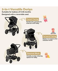 Gymax Toddler 3-in-1 Newborn Stroller Folding Convertible High Landscape Stroller