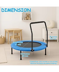 Sugift Kids Trampoline Rebounder with Padded Handrail, Foldable Mini Indoor Trampoline for Toddlers, Balance and Fitness Training