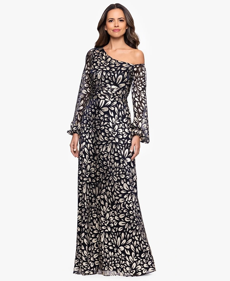 B&A By Betsy & Adam Women's Metallic One Shoulder Sheath Dress