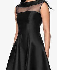 Betsy & Adam Women's Boat-Neck Bow-Shoulder A-Line Dress