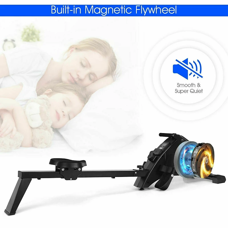 Akiudex Foldable Magnetic Quiet Operated Fitness Rowing Machine with 10 Level Adjustable Resistance