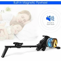Akiudex Foldable Magnetic Quiet Operated Fitness Rowing Machine with 10 Level Adjustable Resistance