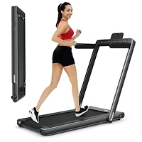 2.25 Hp 2-in-1 Folding Walking Pad Treadmill with Dual Display and App Control