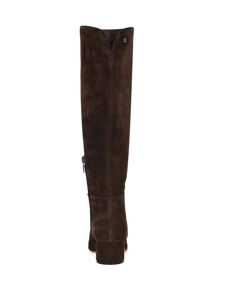 Nine West Women's Morgin Tall Pointy Toe Block Heel Boots