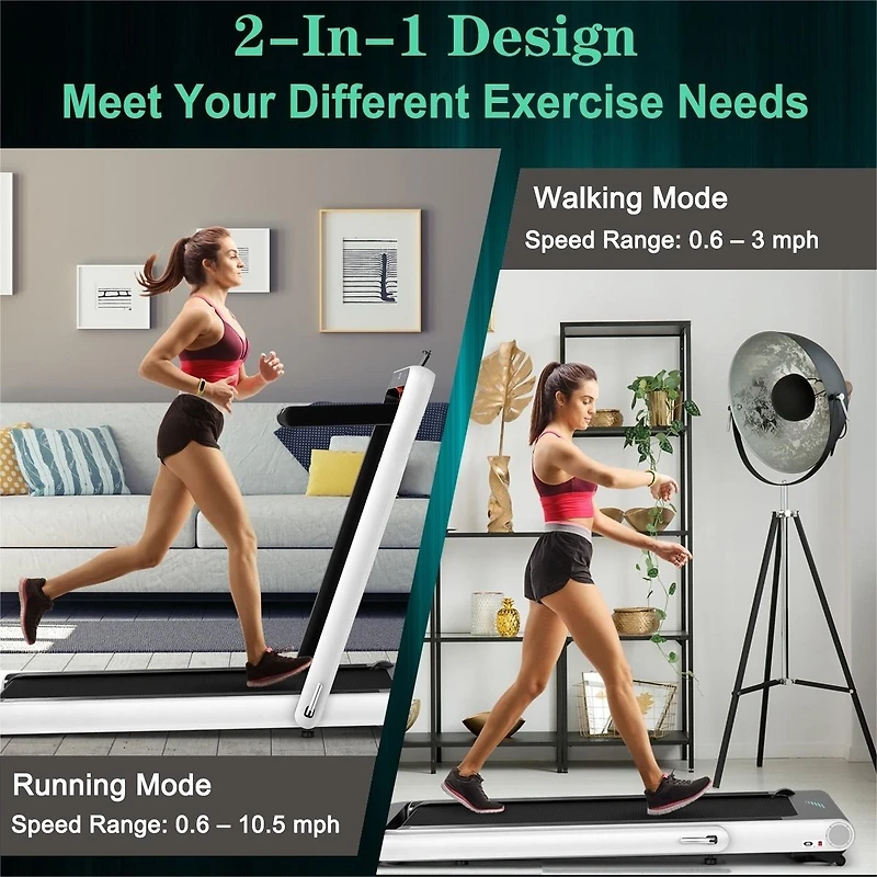 4.75HP 2 In 1 Folding Walking Pad Treadmill with Remote App Control