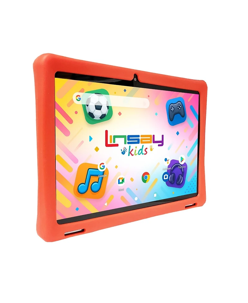 Linsay 10.1"Octa Core 256GB Storage Android 15 Tablet with Red Kids Defender Case