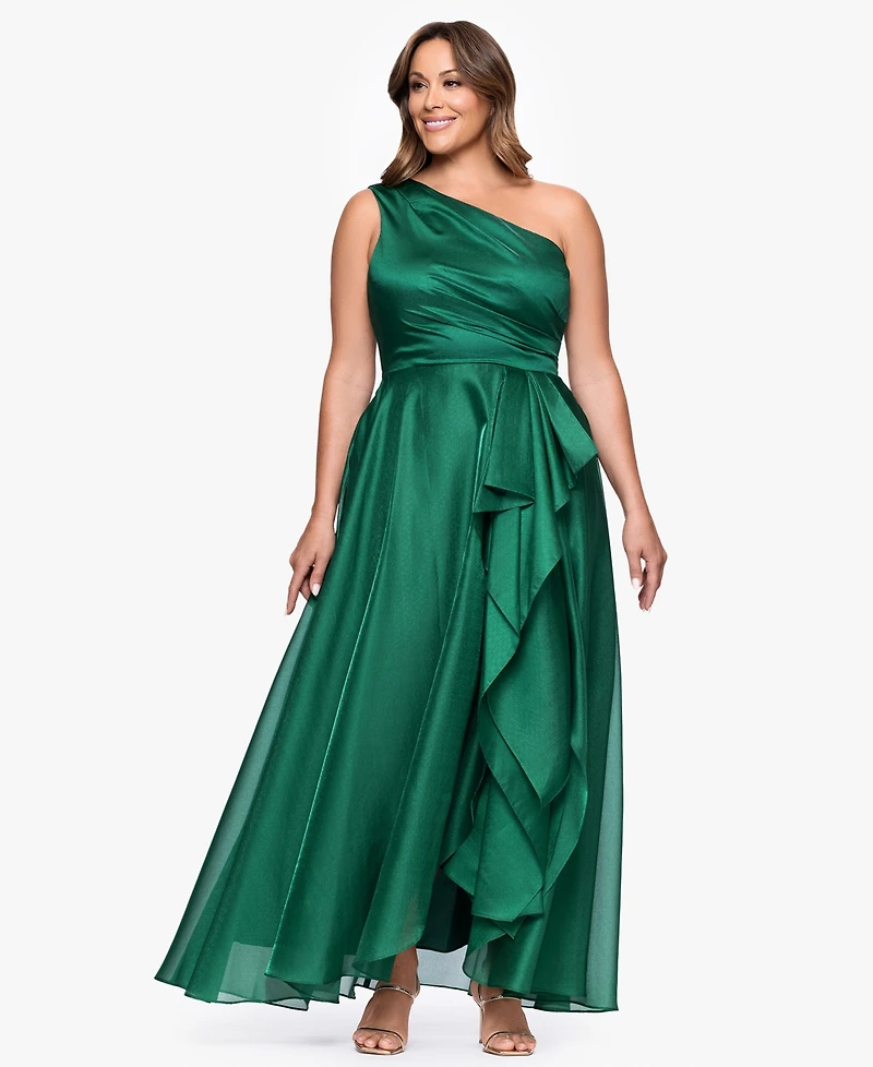 Xscape Plus One-Shoulder Organza Ball Gown