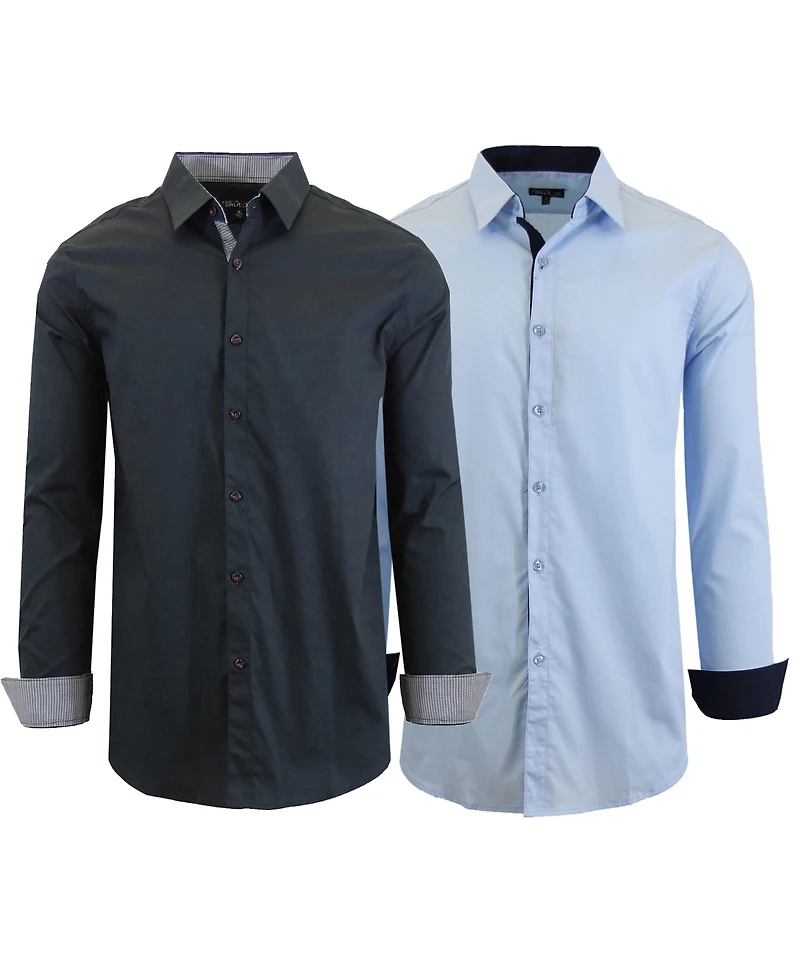 Galaxy By Harvic Men's 2-Pack Slim Fit Solid Shirt
