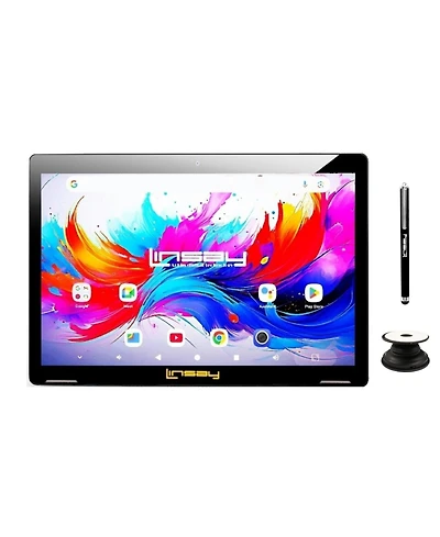 Linsay 10.1" Octa Core 256GB Storage Android 15 Tablet with Pop Holder and Pen Stylus